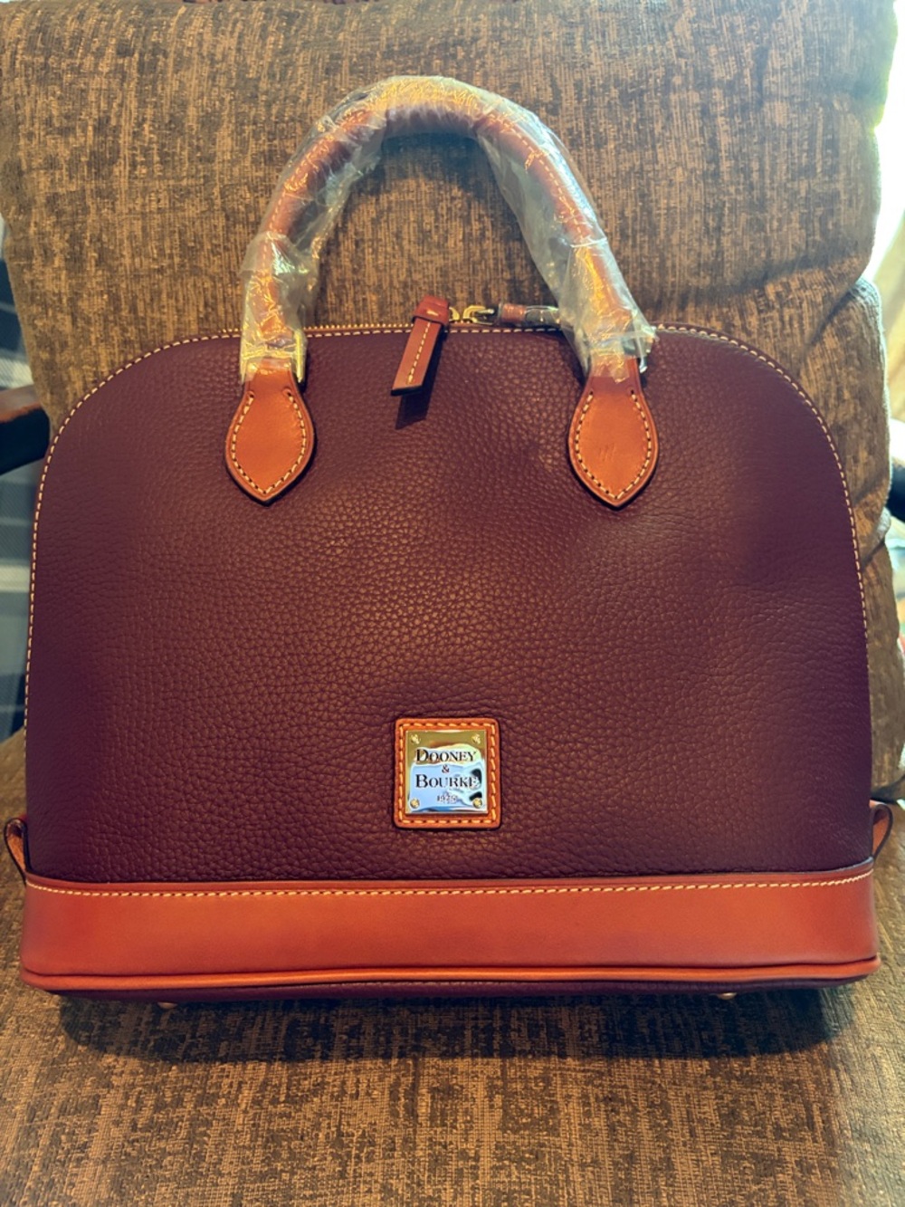 Dooney & Bourke Dome Satchel with Tan Trim